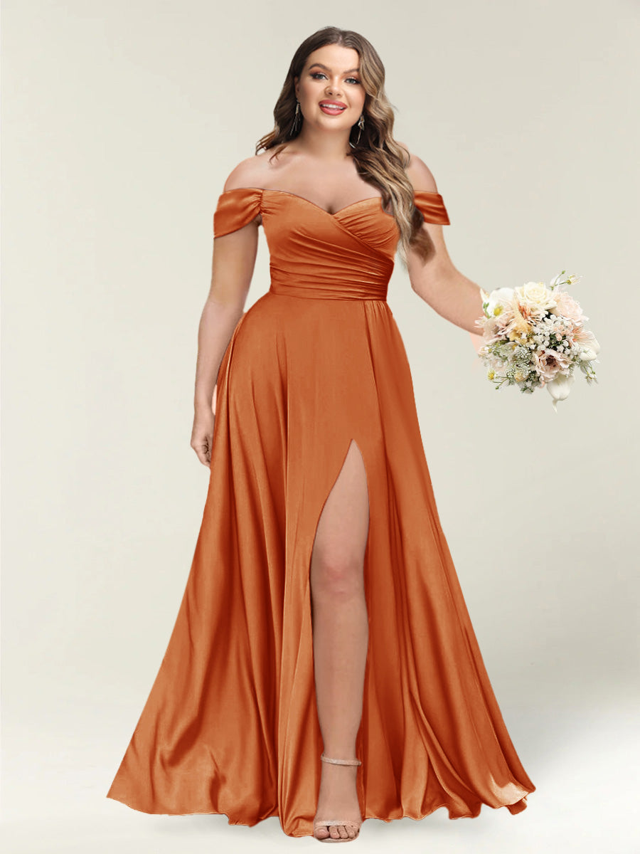 A-Line/Princess One-Shoulder Sleeveless Long Plus Size Bridesmaid Dresses with Split Side - Image 8