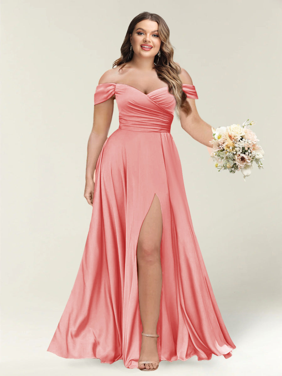 A-Line/Princess One-Shoulder Sleeveless Long Plus Size Bridesmaid Dresses with Split Side - Image 11