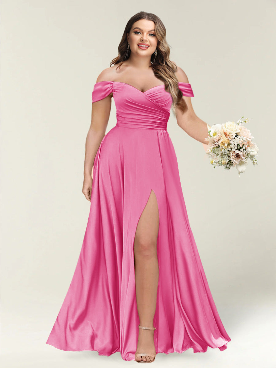 A-Line/Princess One-Shoulder Sleeveless Long Plus Size Bridesmaid Dresses with Split Side - Image 25