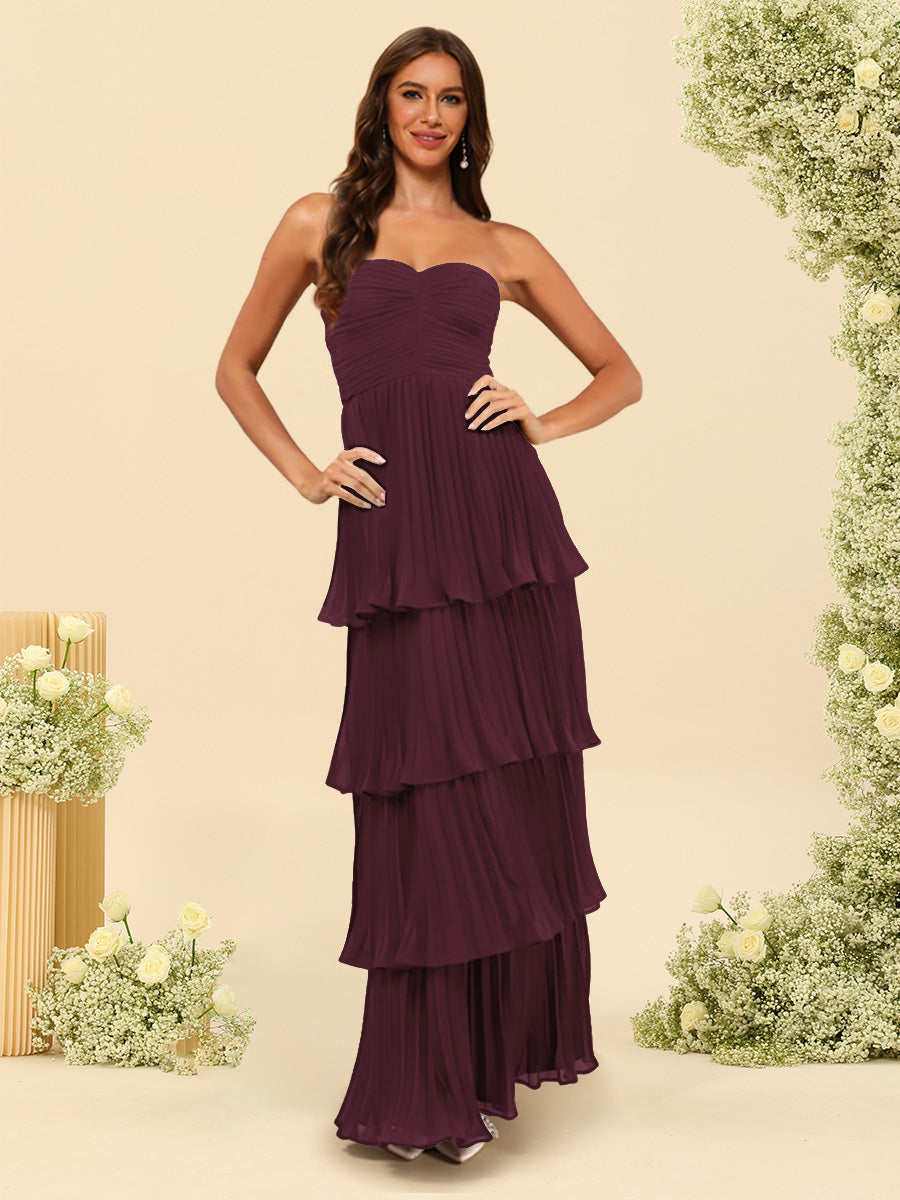 A-Line/Princess Strapless Floor-Length Bridesmaid Dresses With Ruffles - Image 9