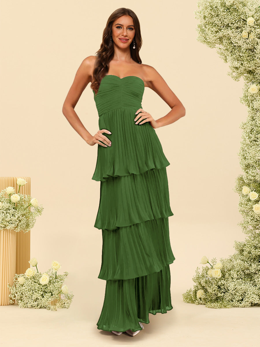A-Line/Princess Strapless Floor-Length Bridesmaid Dresses With Ruffles - Image 47