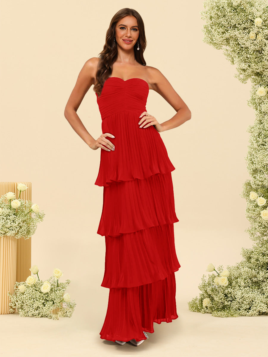 A-Line/Princess Strapless Floor-Length Bridesmaid Dresses With Ruffles - Image 56