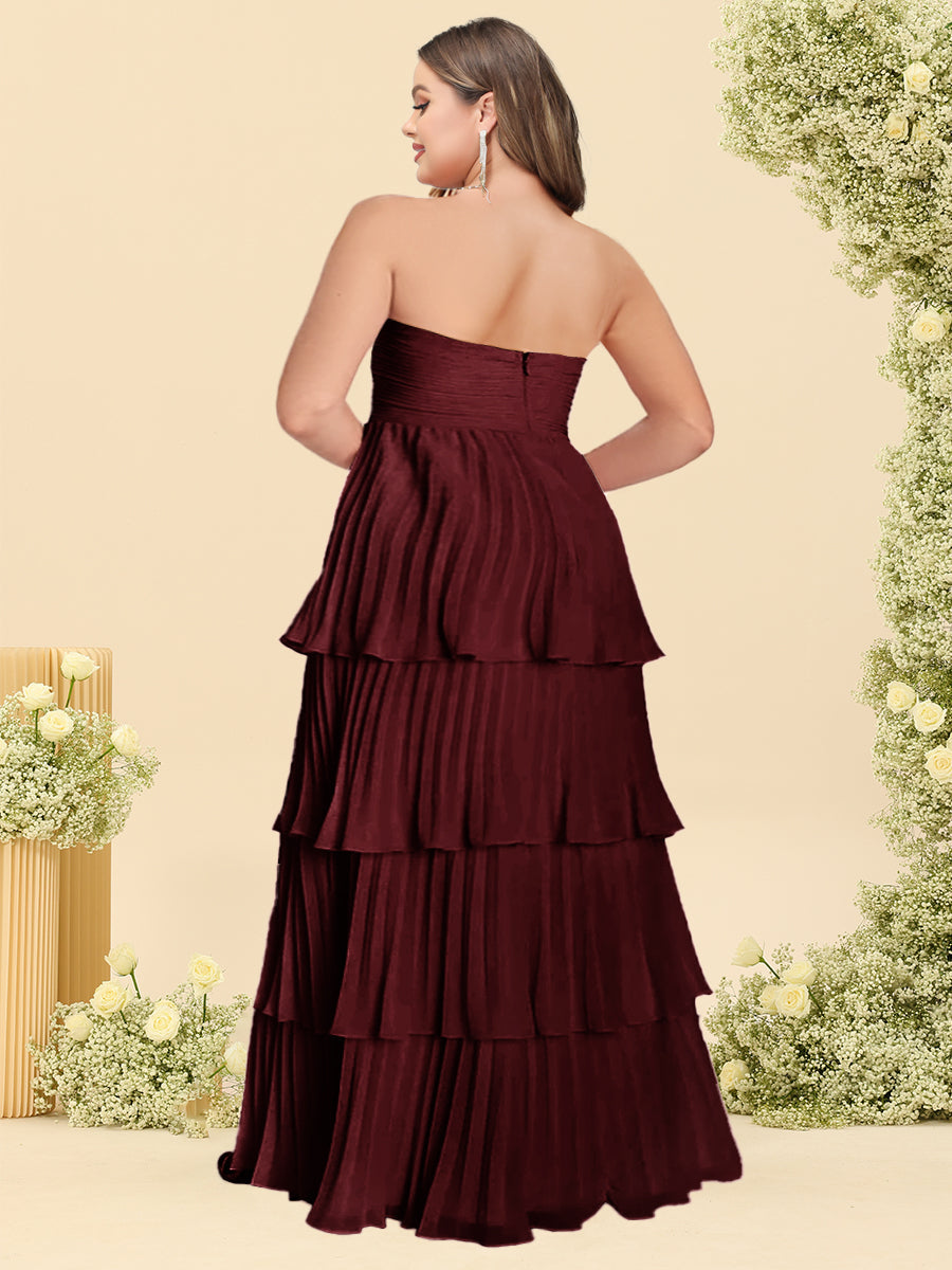 A-Line/Princess Strapless Floor-Length Plus Size Bridesmaid Dresses With Ruffles - Image 2