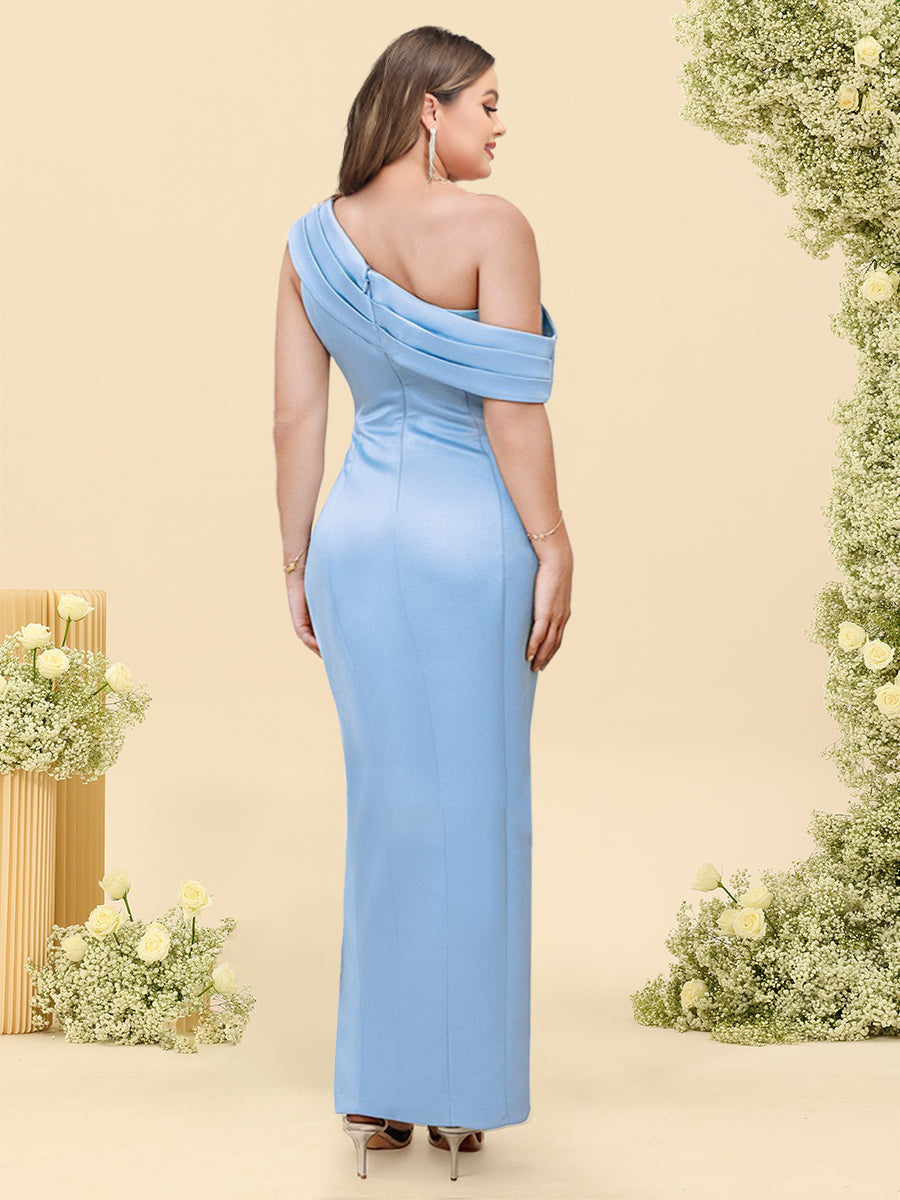 Sheath/Column One-Shoulder Sleeveless Plus Size Bridesmaid Dresses With Split Side - Image 2