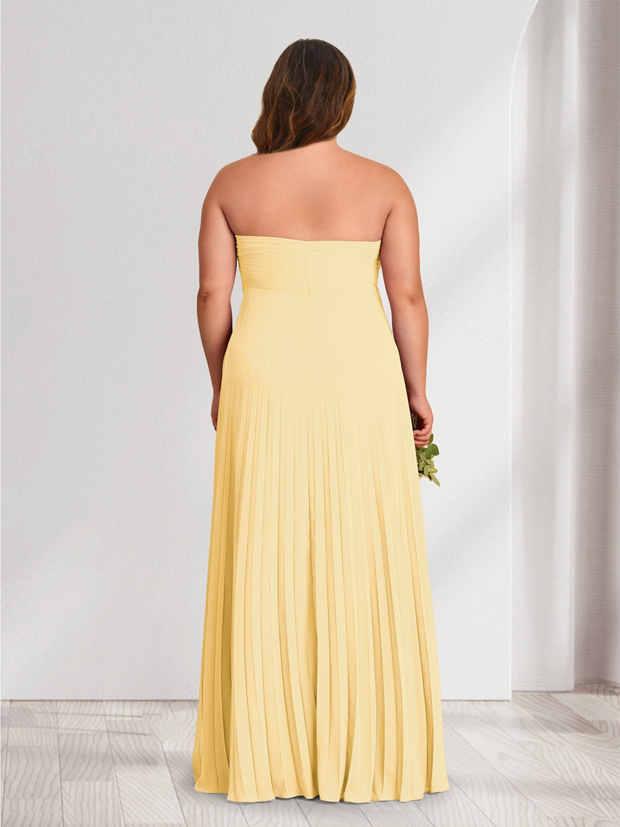 A-Line/Princess Strapless Floor-Length Plus Size Bridesmaid Dresses With Pleats - Image 2