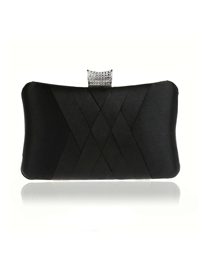 Silk PU Leather Wedding Party Plain Crystals Clutch Bags - 이미지 5