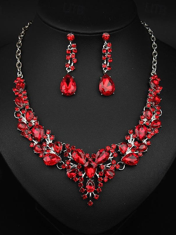 1 set Jewelry 3pcs Glass Alloy Necklace Earrings Women's Elegant Vintage Jewelry Set For Wedding Party - Image 10