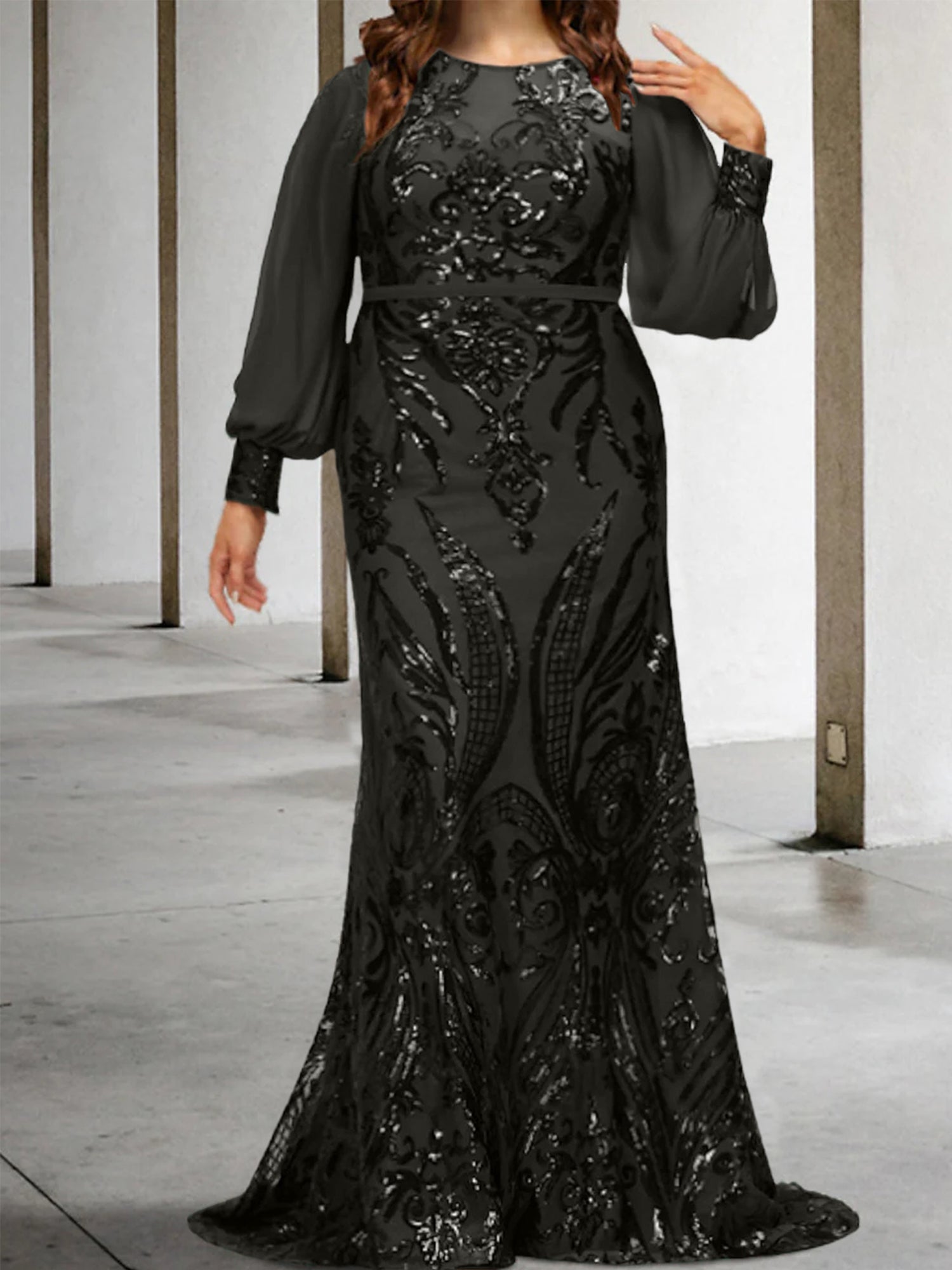 Sheath/Column Mother of the Bride Dresses with Sequins - 画像 (5)
