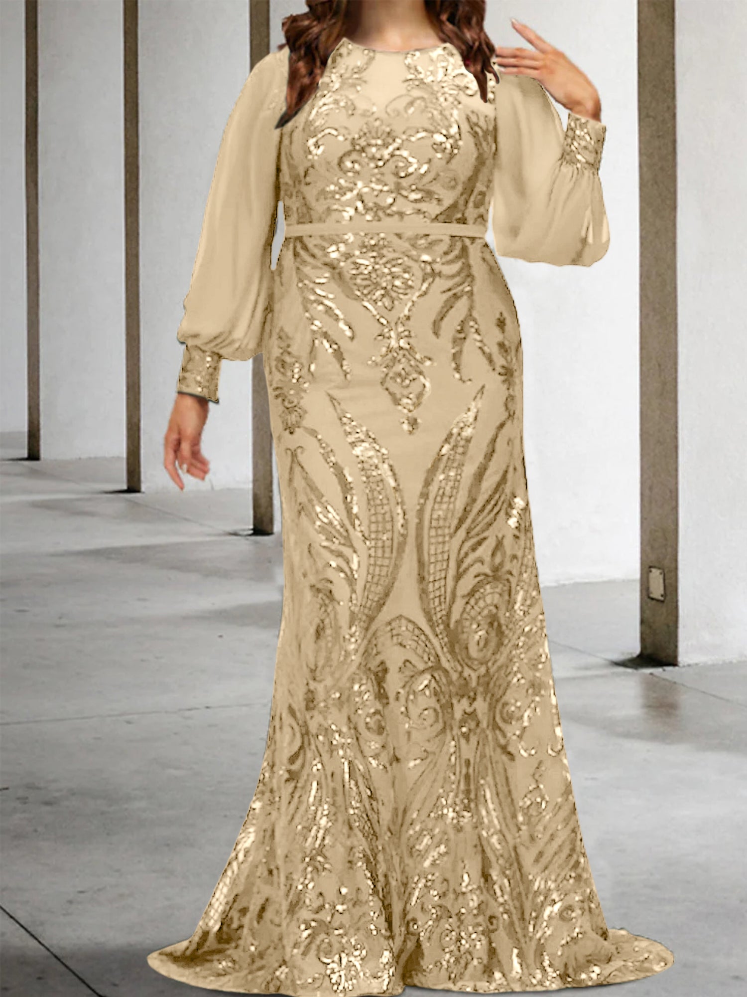 Sheath/Column Mother of the Bride Dresses with Sequins - 画像 (11)