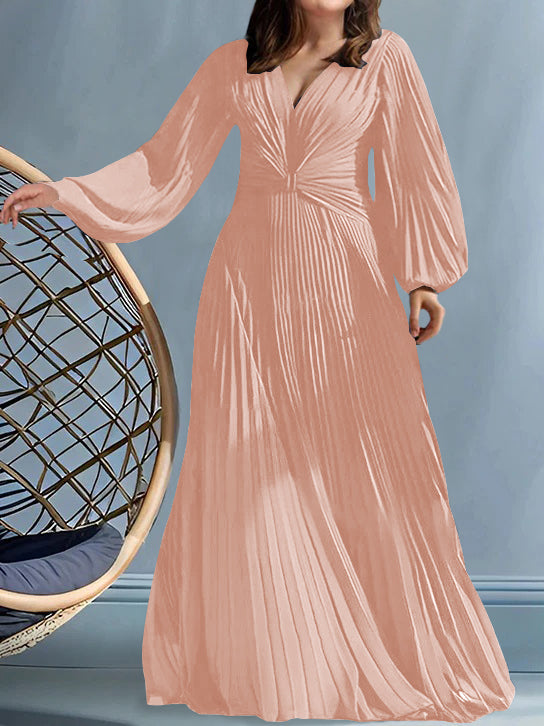 A-Line/Princess V-Neck Plus Size Mother of the Bride Dresses with Ruched - 이미지 41