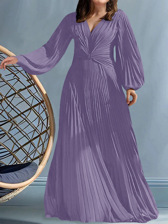 A-Line/Princess V-Neck Plus Size Mother of the Bride Dresses with Ruched - 이미지 36