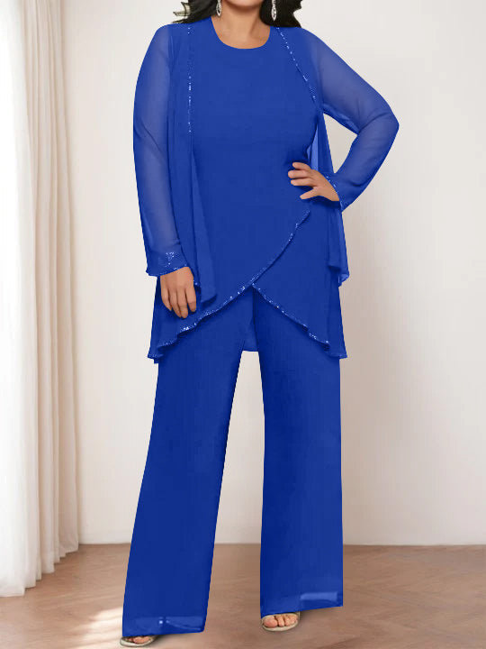 Chiffon Round Neck Mother of the Bride Pantsuits with Jacket - 画像 (42)