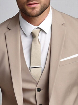 Khaki Men's Fit Single Breasted Two-buttons 3 Pieces Wedding Suits