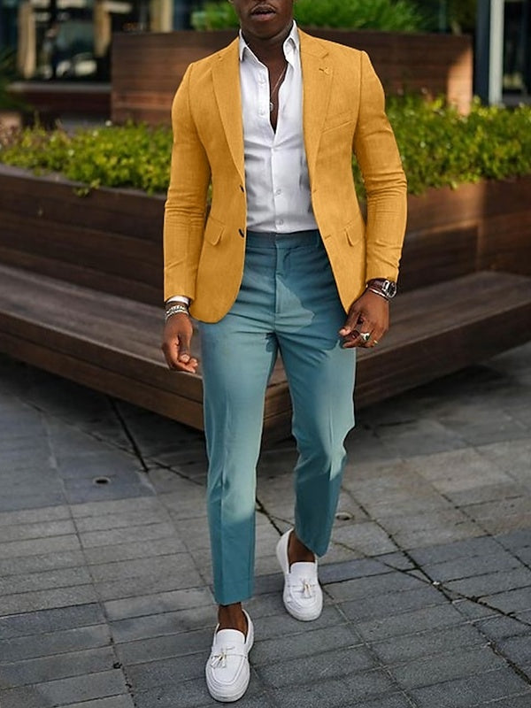 Men's Fashion Casual  Plus Size Regular Tailored Fit Solid Colored Single Breasted Two-buttons Blazer Jacket - Image 3