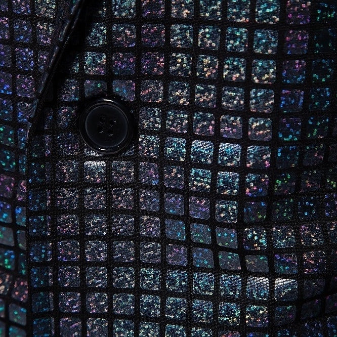 Men's Party Plaid 2 Piece Punk Fashion Standard Fit Single Breasted Two-buttons Sequin Evening Wear Prom Suits - 이미지 9