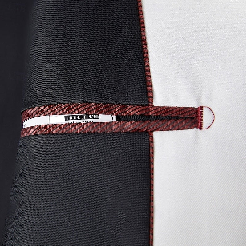 Men's Black White PatchworkPunk Fashion Standard Fit Single Breasted Party Prom Suits 2 Piece - 이미지 5