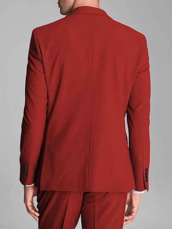 Men's Tailored Fit Single Breasted Two-buttons Party Wedding Suits 3 Piece - 이미지 2