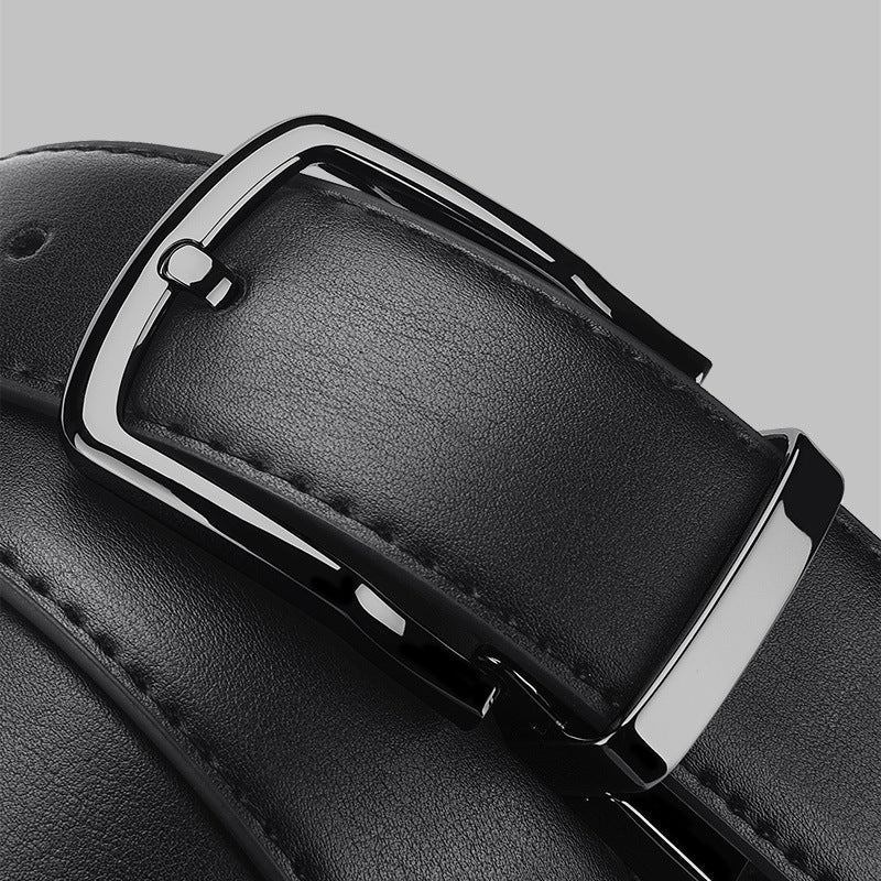 Men's Black PU Leather Pin Buckle Swivel Modern Business Wear Belt - 画像 (6)