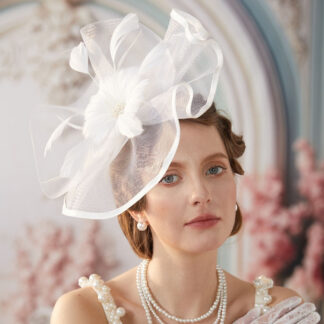 Mesh Fascinators Headband Flower Feather Vintage Tea Party Hat