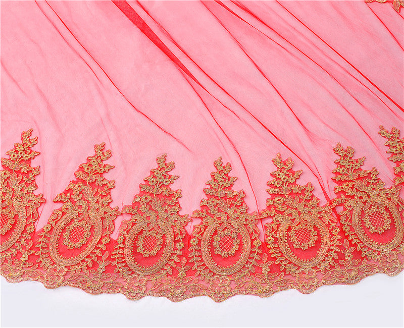 One-tier Luxurious Wedding Veil with Embroidery - Image 5