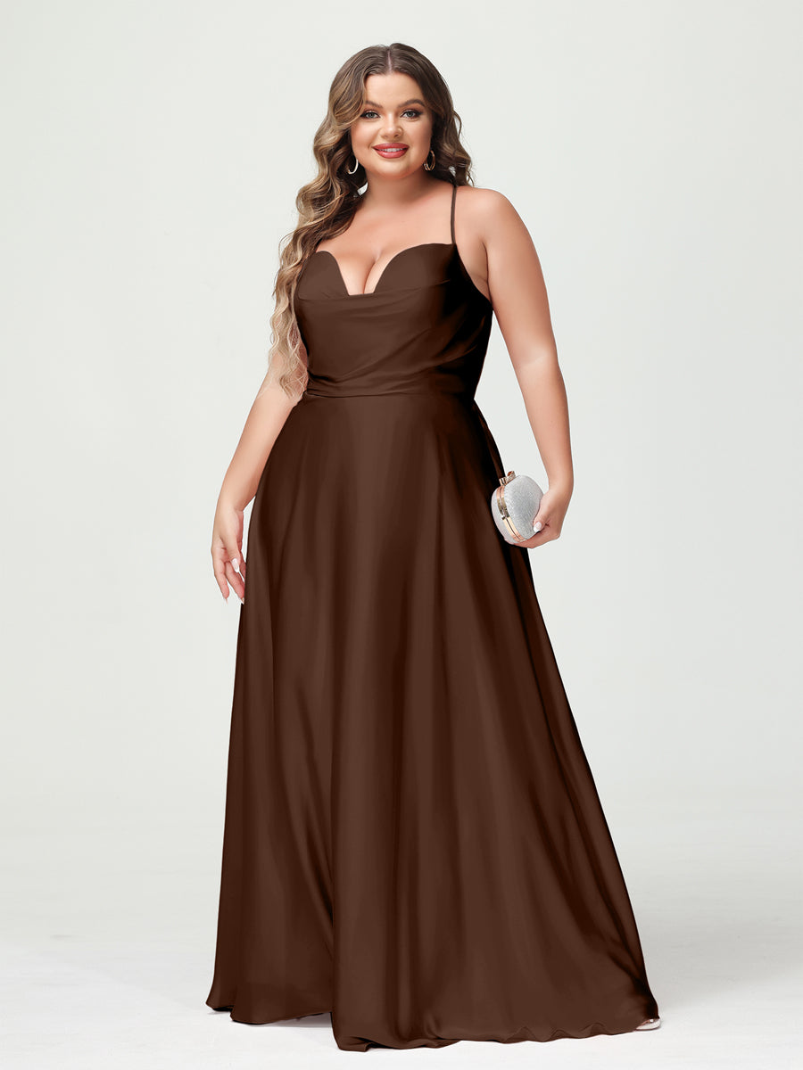 A-Line/Princess Spaghetti Straps Sleeveless Plus Size Bridesmaid Dresses - Image 57