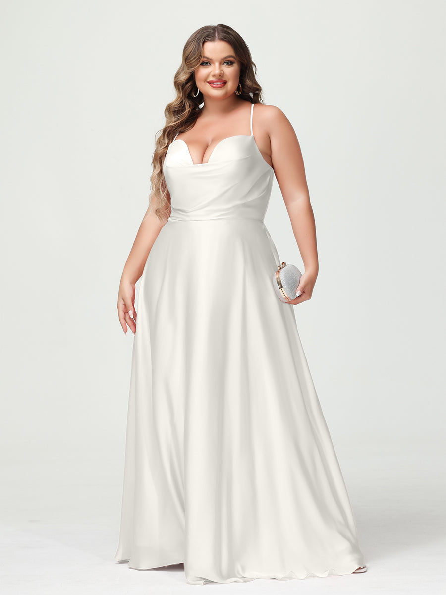 A-Line/Princess Spaghetti Straps Sleeveless Plus Size Bridesmaid Dresses - Image 15