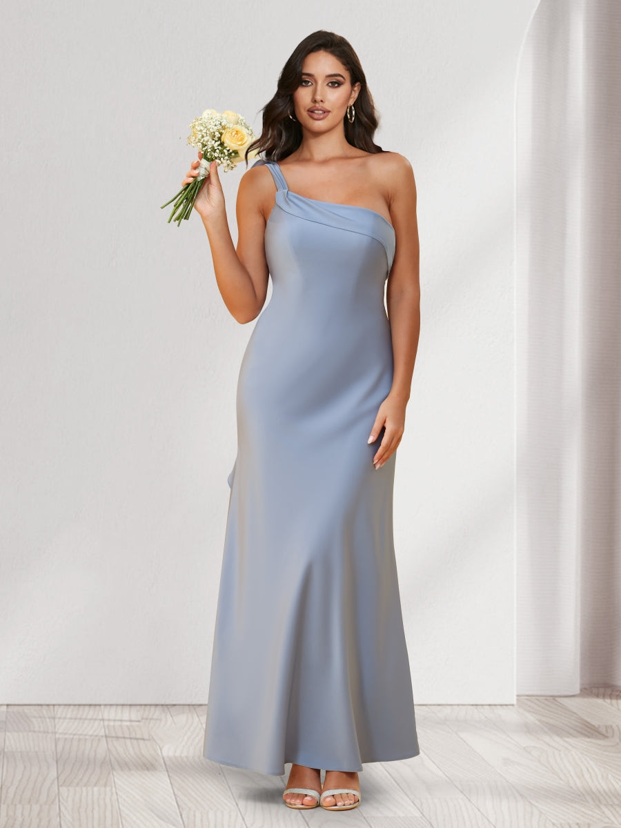 Sheath/Column One-Shoulder Ankle-Length Bridesmaid Dresses - Image 3