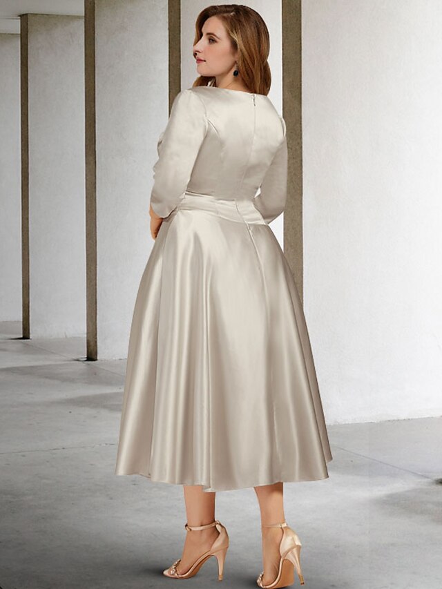 A-Line/Princess V-Neck Tea-Length Mother of the Bride Dresses - 이미지 2