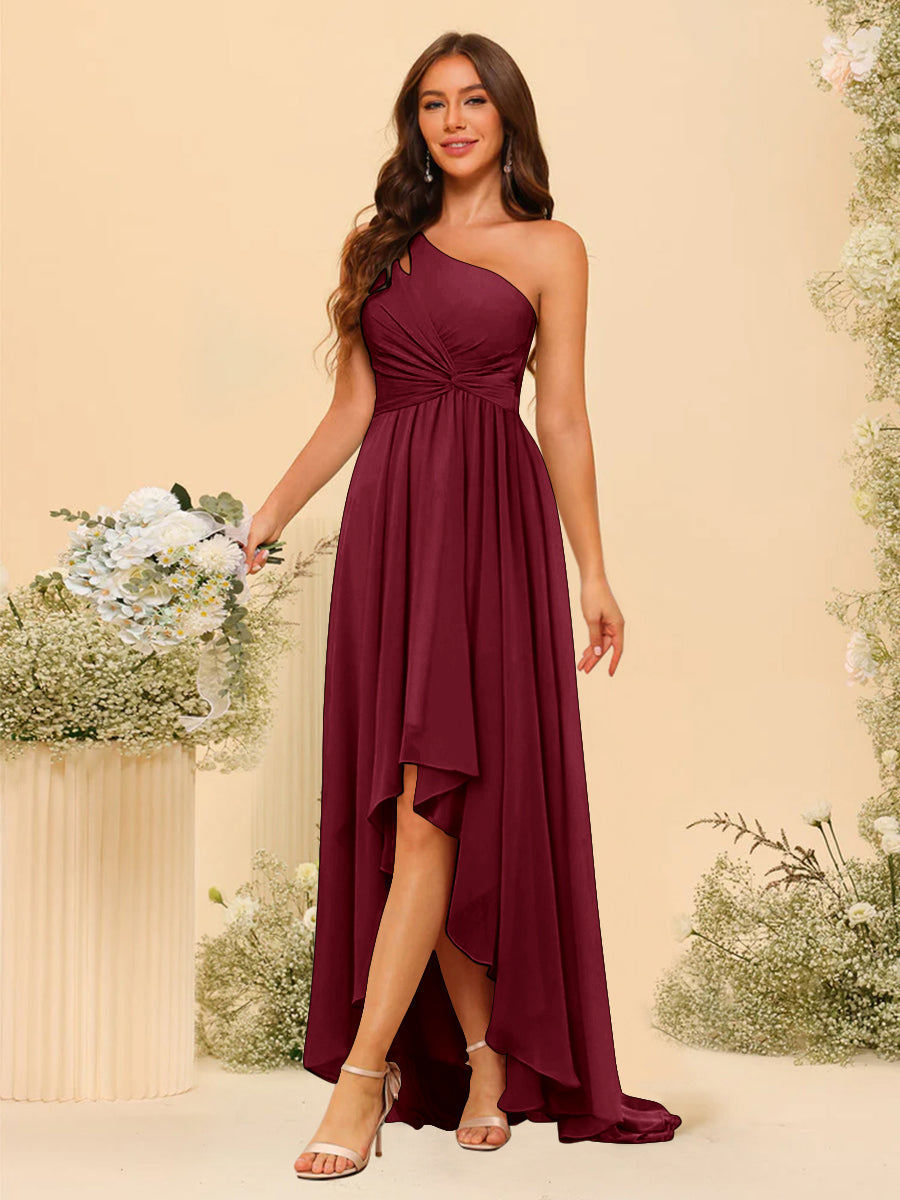 A-line/Princess One-The-Shoulder Asymmetrical Long Bridesmaid dresses - 画像 (31)