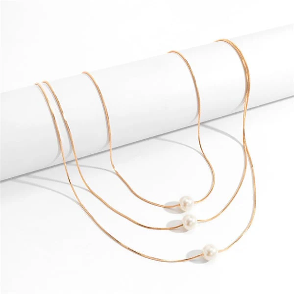 Classic Pearl Layer Necklace - Image 4