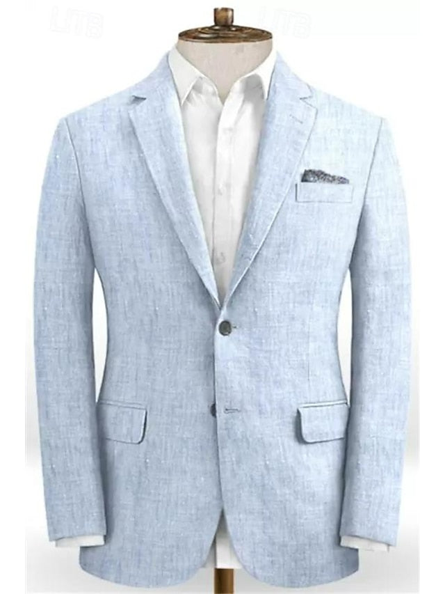Men's Tailored Fit Single Breasted Two-buttons 2 Pieces Wedding Suits - 이미지 2