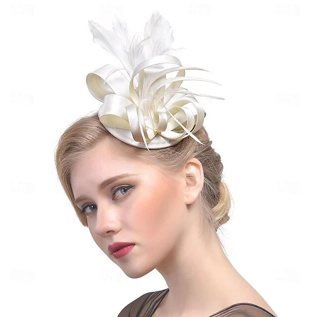 Fascinators Polyester Horse Race Cocktail Elegant Vintage With Feather Bows Headpiece - 이미지 2