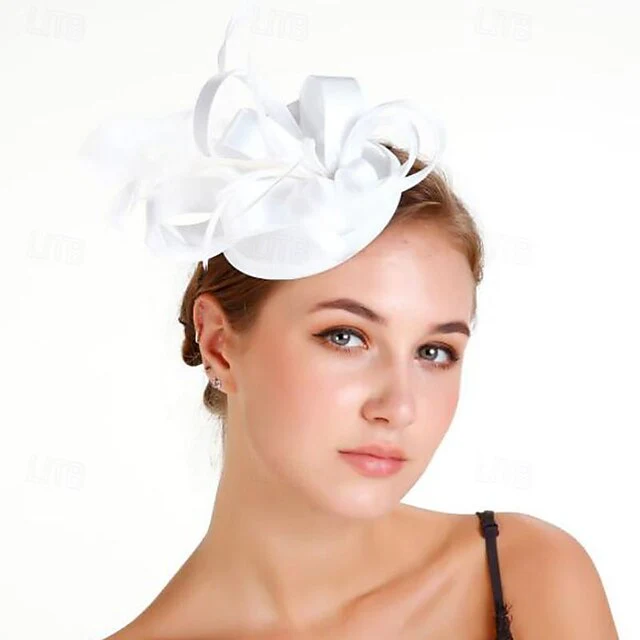 Fascinators Polyester Horse Race Cocktail Elegant Vintage With Feather Bows Headpiece - 이미지 3