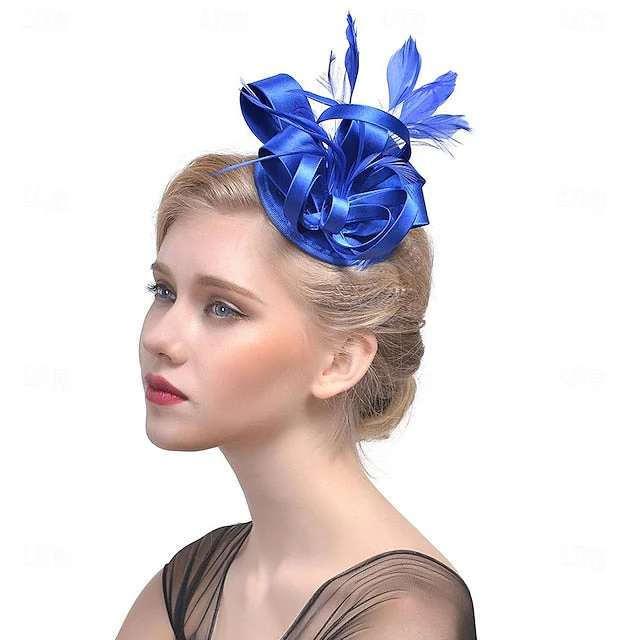 Fascinators Polyester Horse Race Cocktail Elegant Vintage With Feather Bows Headpiece - 이미지 5