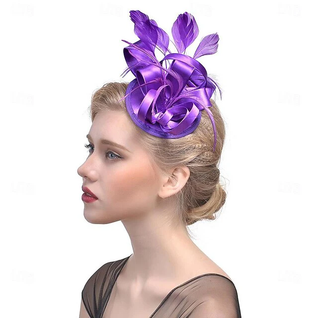 Fascinators Polyester Horse Race Cocktail Elegant Vintage With Feather Bows Headpiece - 이미지 6