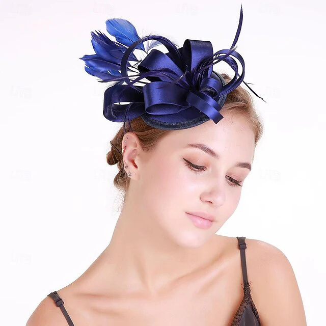 Fascinators Polyester Horse Race Cocktail Elegant Vintage With Feather Bows Headpiece - 이미지 7