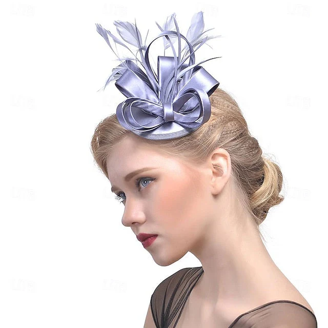Fascinators Polyester Horse Race Cocktail Elegant Vintage With Feather Bows Headpiece - 이미지 9