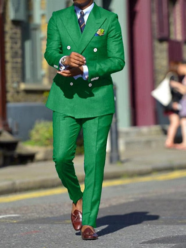 Men's Standard Fit Double Breasted Six-buttons 2 Pieces Solid Colored Wedding Suits - 이미지 10