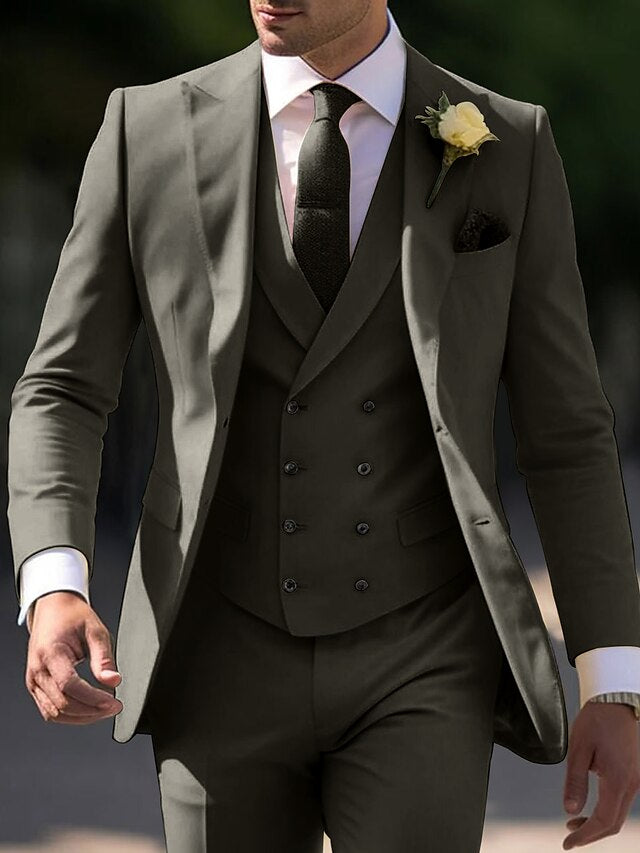 Men's Tailored Fit Single Breasted Two-buttons 3 Pieces Wedding Suits - Image 2