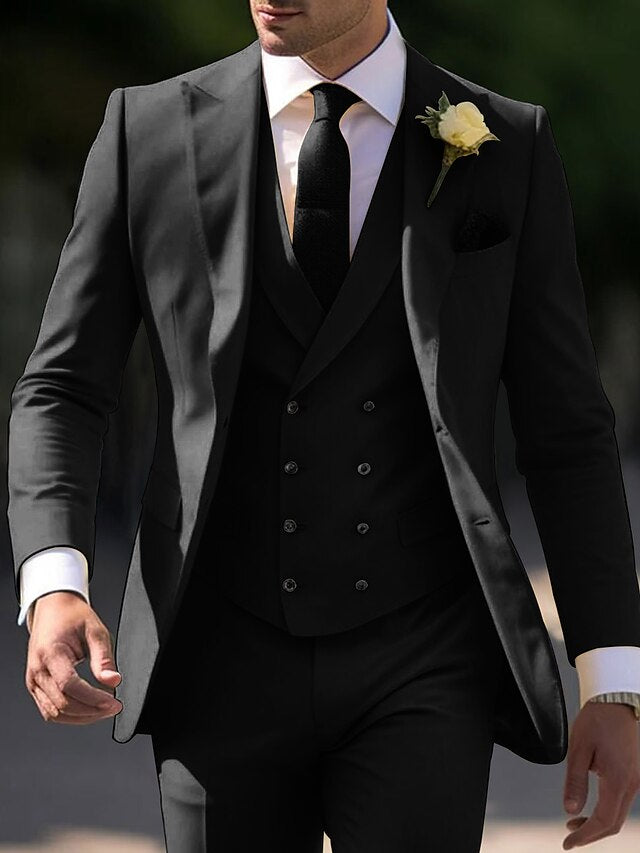 Men's Tailored Fit Single Breasted Two-buttons 3 Pieces Wedding Suits - Image 4