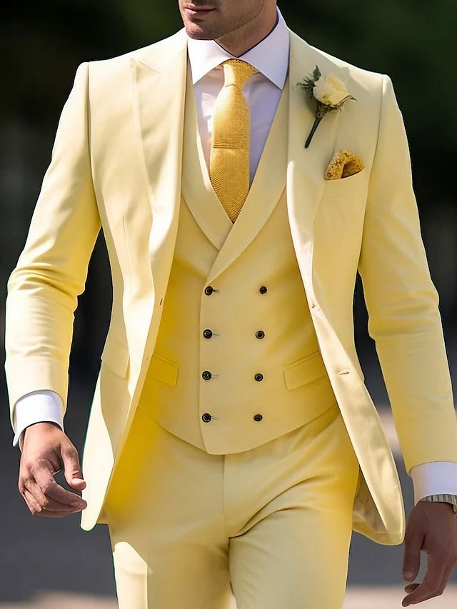 Men's Tailored Fit Single Breasted Two-buttons 3 Pieces Wedding Suits - Image 5