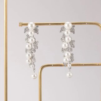 Luxurious Cubic Zirconia/Pearl Dangle Earrings