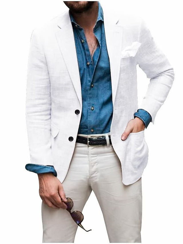 Men's Tailored Fit Single Breasted Two-buttons Blazer Jacket - Image 6