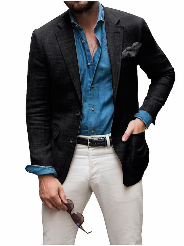 Men's Tailored Fit Single Breasted Two-buttons Blazer Jacket - Image 4