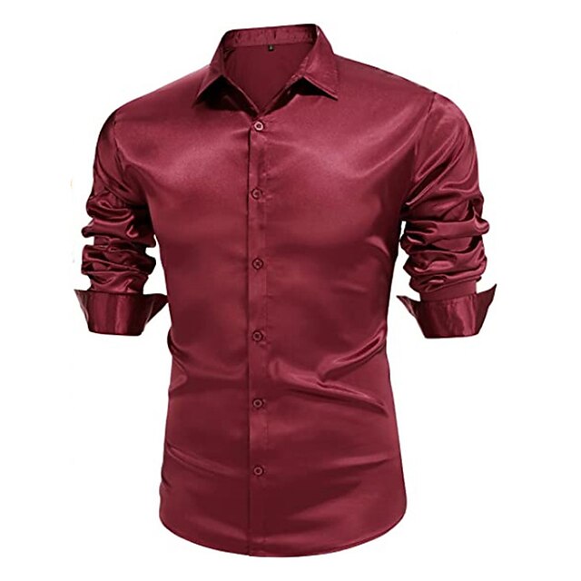 Men's Casual Polyester Long Sleeves Solid Color Shirt - Image 6