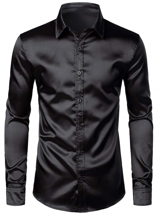 Men's Casual Polyester Long Sleeves Solid Color Shirt - Image 7