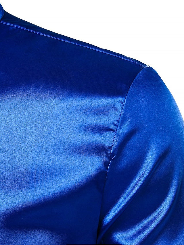 Men's Casual Polyester Long Sleeves Solid Color Shirt - Image 11