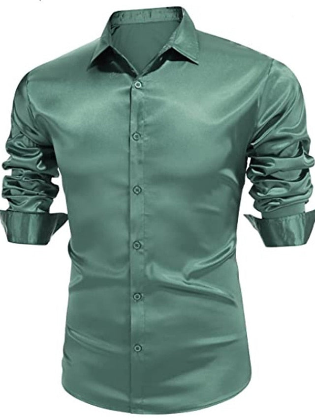 Men's Casual Polyester Long Sleeves Solid Color Shirt - Image 3