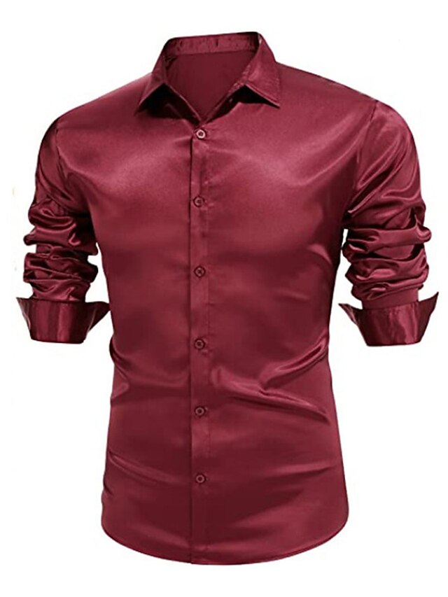 Men's Casual Polyester Long Sleeves Solid Color Shirt - Image 5