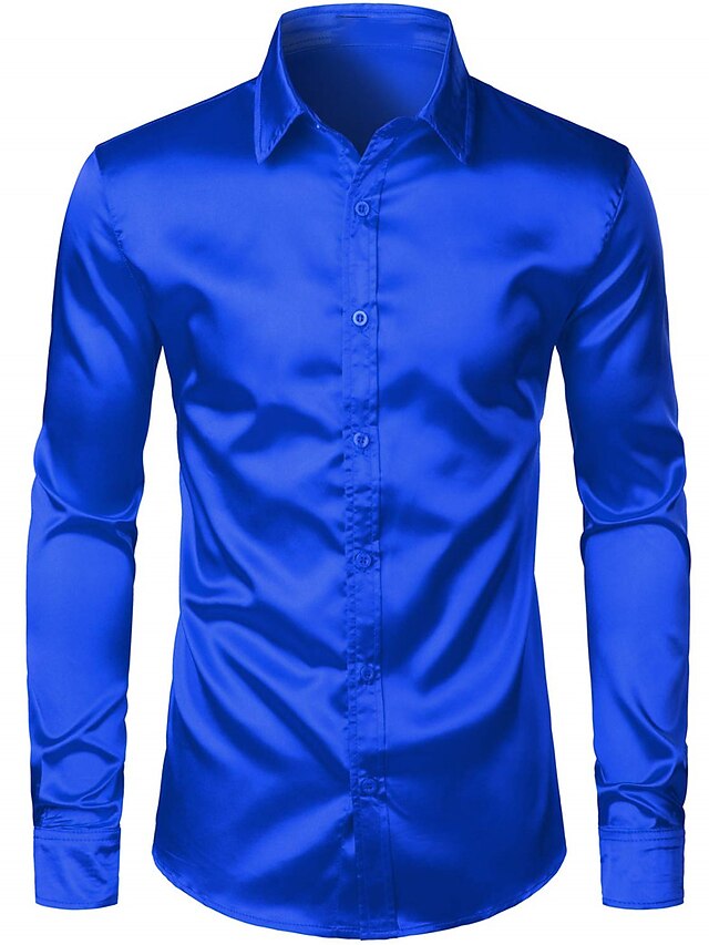 Men's Casual Polyester Long Sleeves Solid Color Shirt - Image 9